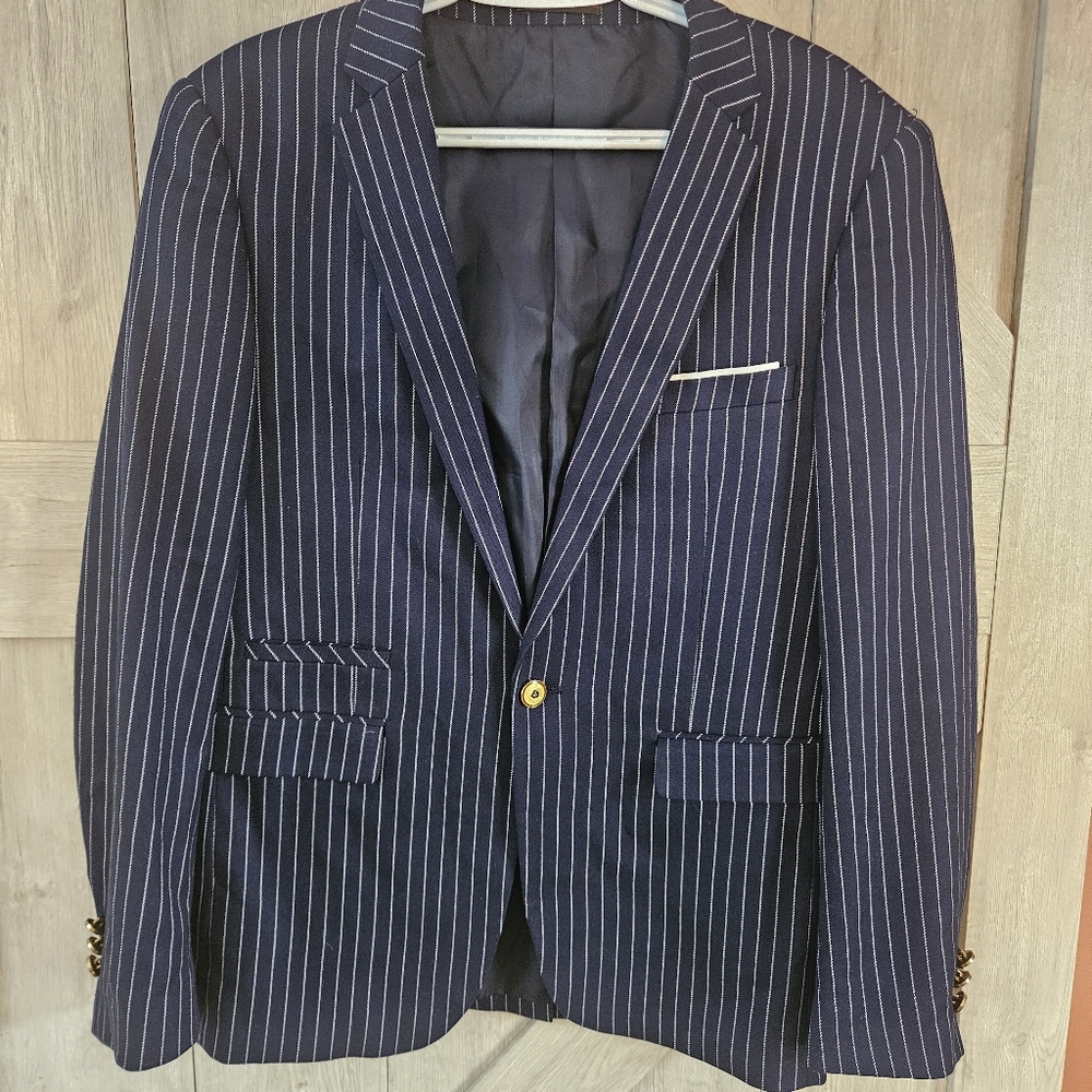 BAWANGCHE Navy Pinstripe Blazer Size 54 / XL